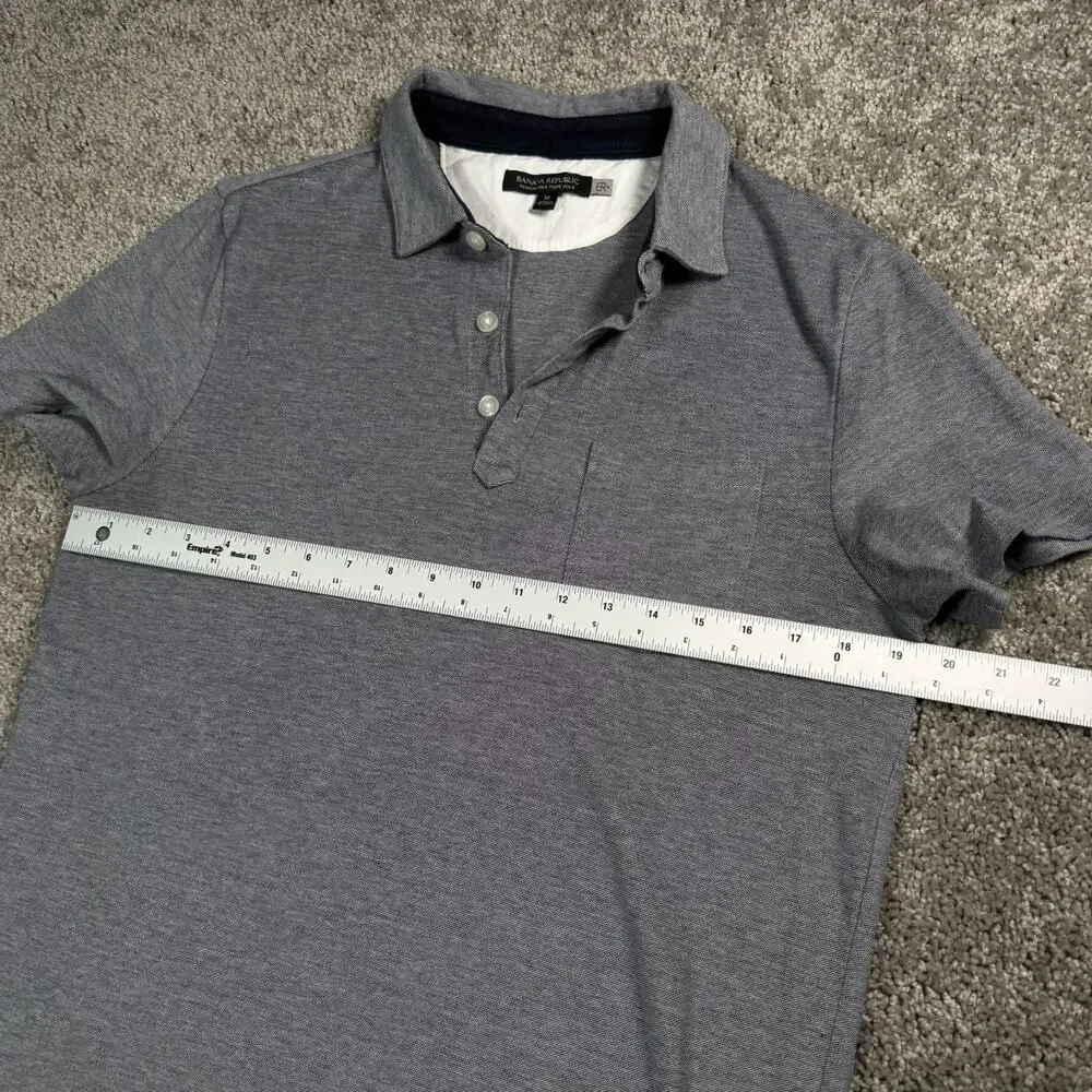 Banana‎ Republic Shirt Mens Medium Gray Performance Pique Polo Golf Preppy